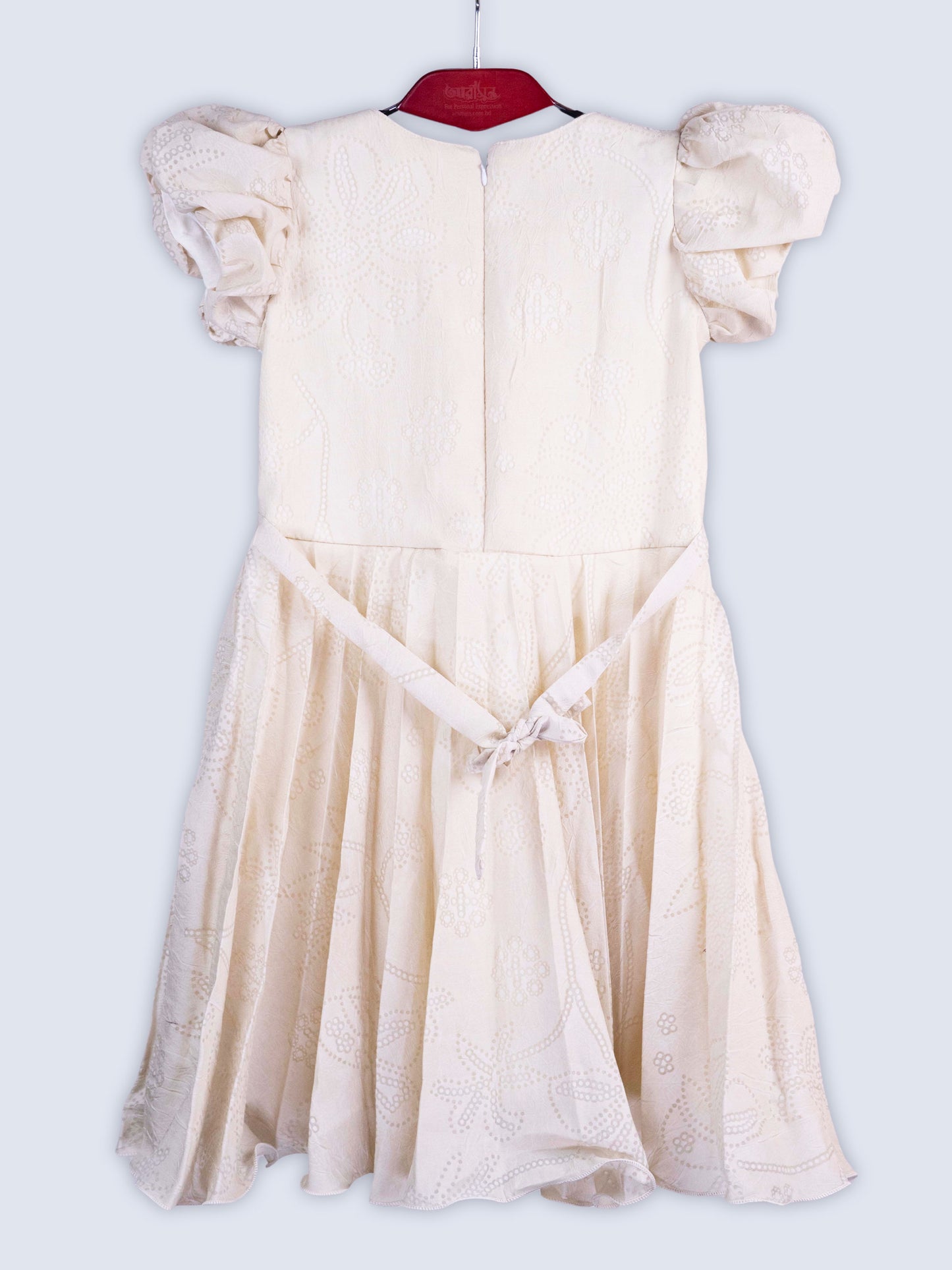 ARAMUN Girls Elegant Embroidered Party Dress – Cream Beige