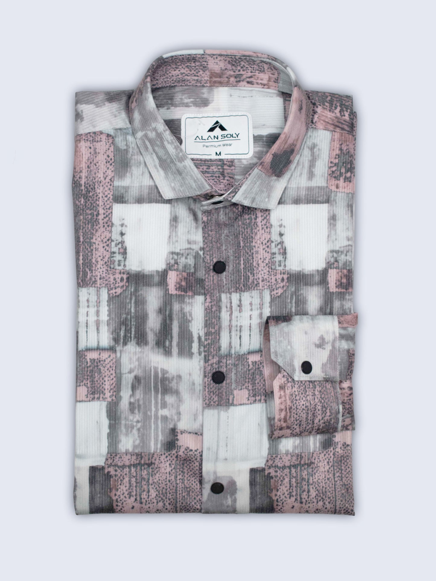 ARAMUN Abstract Textured Stretch Shirt – Dusty Rose Grey