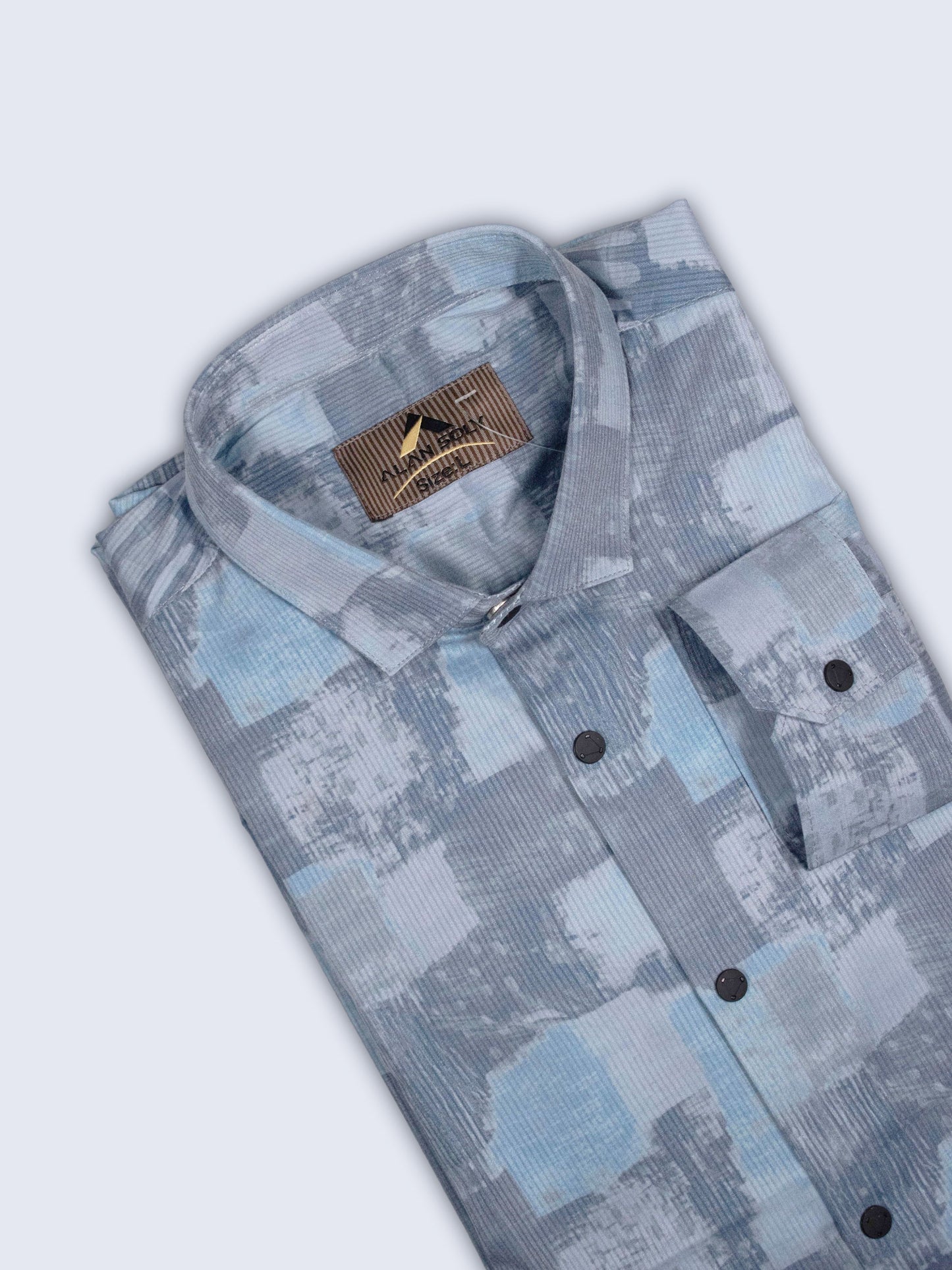 ARAMUN Abstract Textured Stretch Shirt – Steel Blue Grey