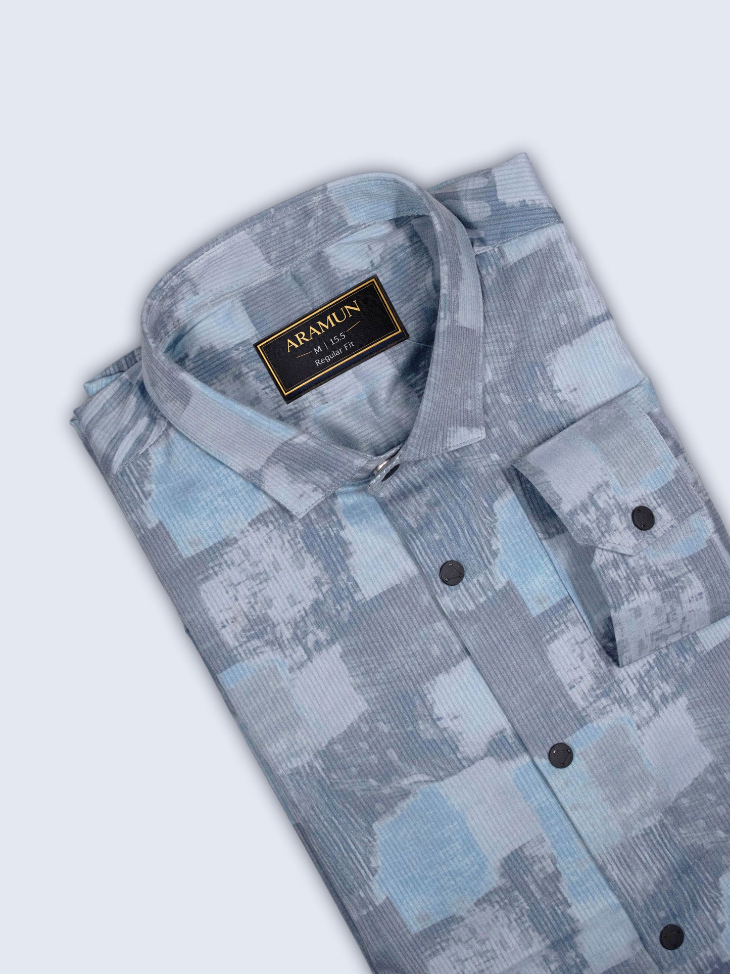 ARAMUN Abstract Textured Stretch Shirt – Steel Blue Grey