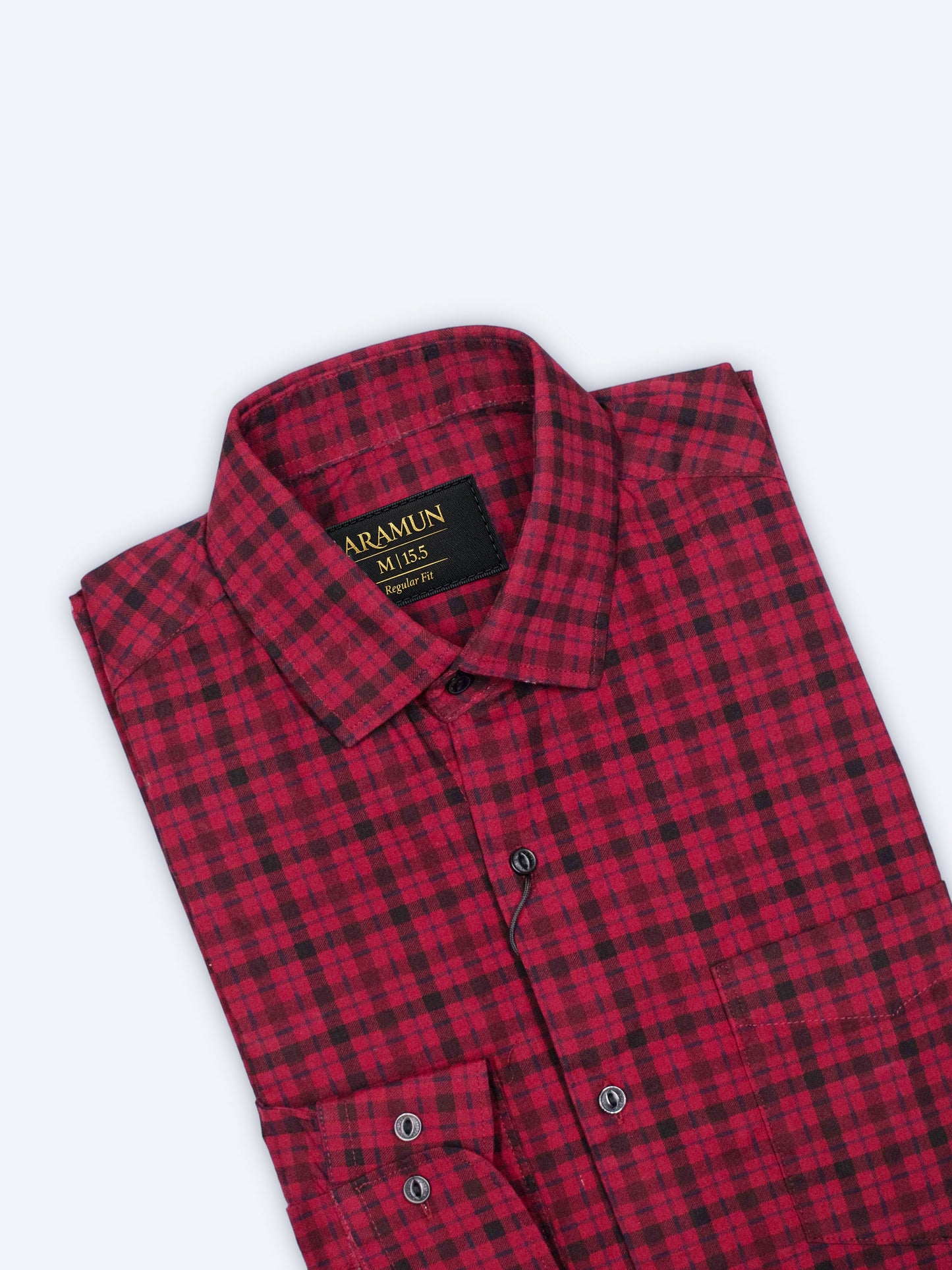 ARAMUN Classic Cotton Check Shirt – Deep Red & Black