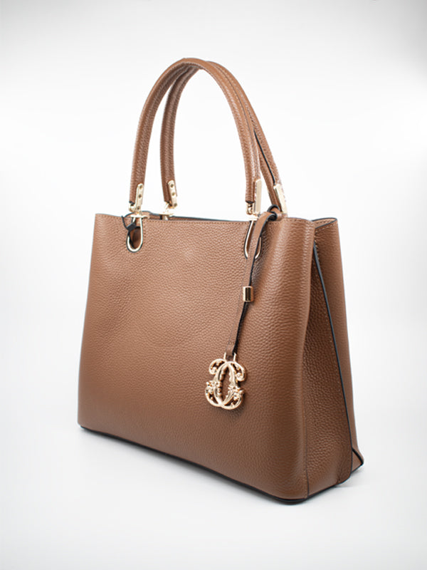 ARAMUN Classic Brown Textured Handbag with Elegant Charm
