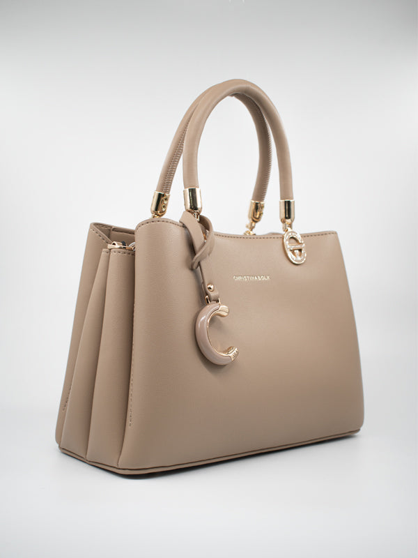 ARAMUN Elegant Beige Artificial Leather Handbag with Shoulder Strap