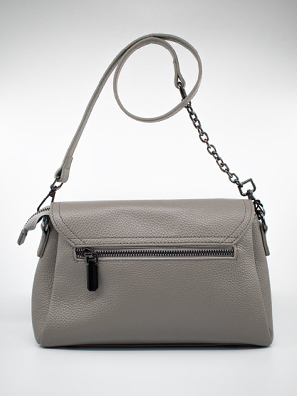 ARAMUN Elegant Light Grey Flap Shoulder Bag with Chain Strap