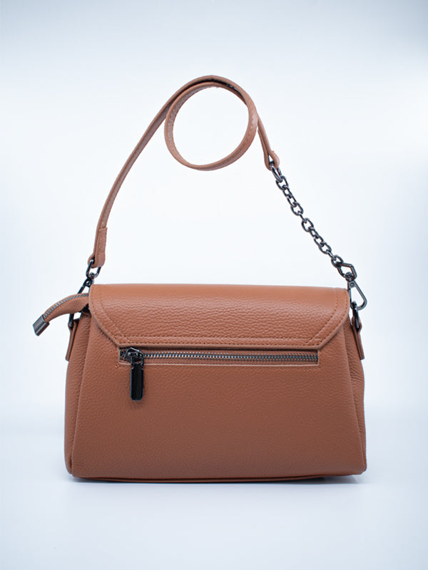 ARAMUN Chic Brown Flap Shoulder Bag with Chain Strap