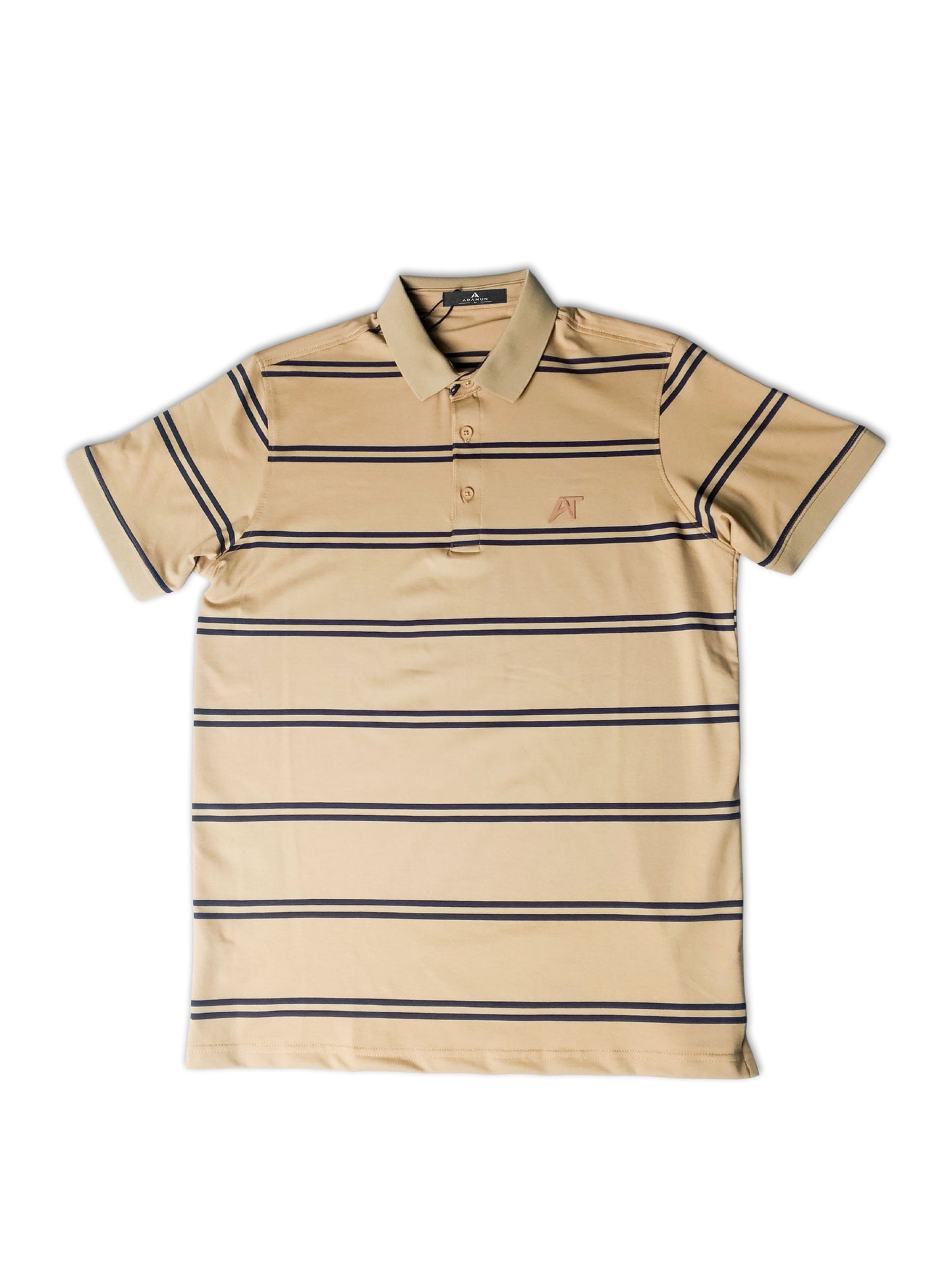 ARAMUN Classic Striped Polo Shirt – Camel Brown Black