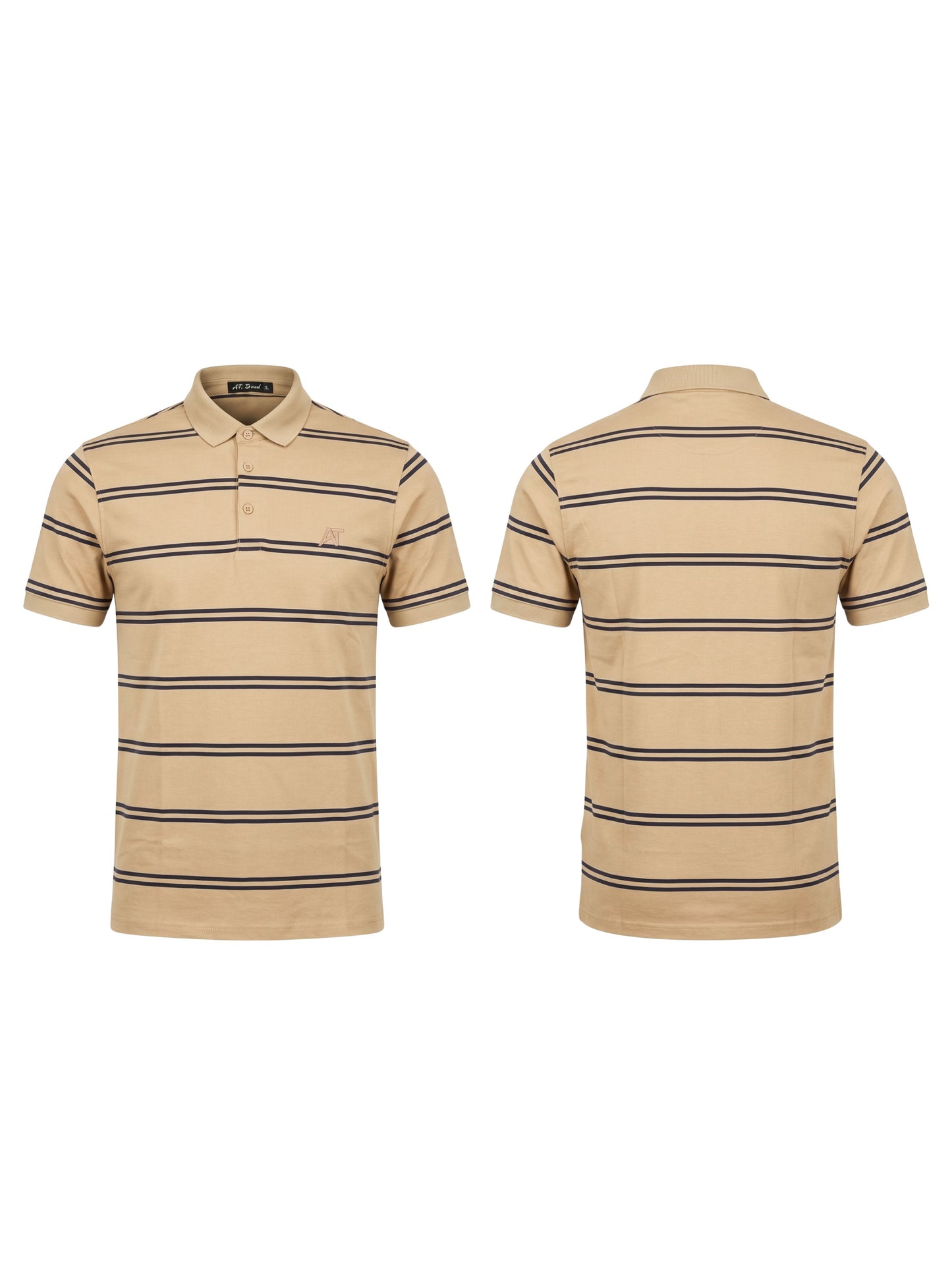 ARAMUN Classic Striped Polo Shirt – Camel Brown Black