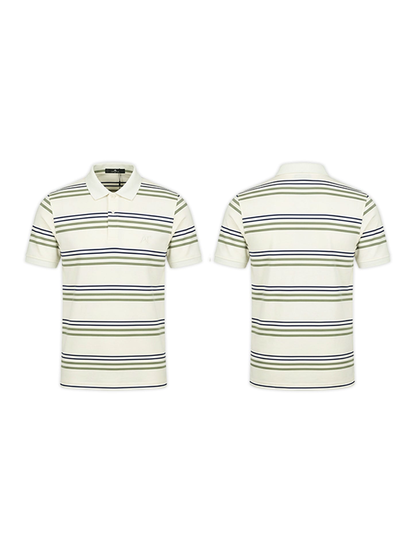 ARAMUN Classic Striped Polo Shirt – Ivory Olive Navy