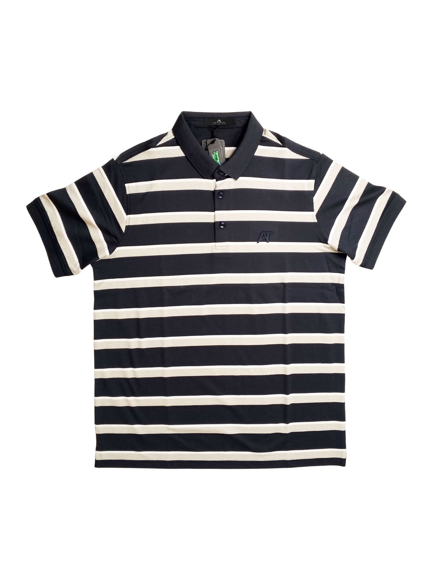 ARAMUN Premium Striped Polo Shirt – Black Beige White