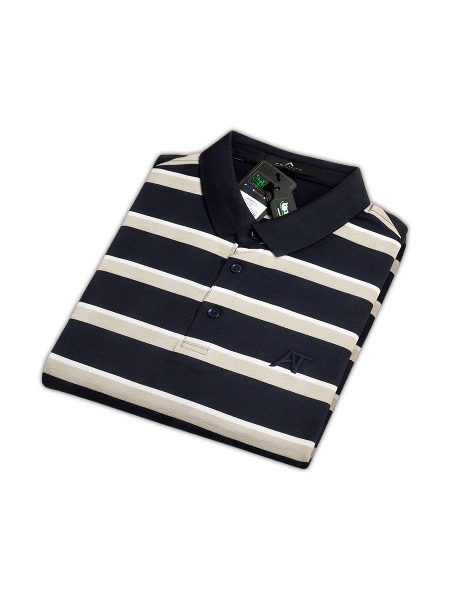ARAMUN Premium Striped Polo Shirt – Black Beige White