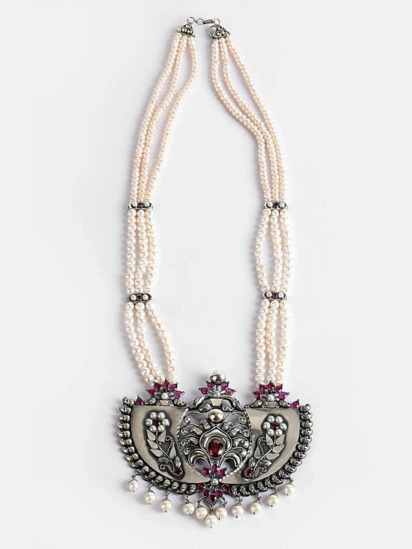 Pearl and Simulated Stone Studded Sitahar Necklace