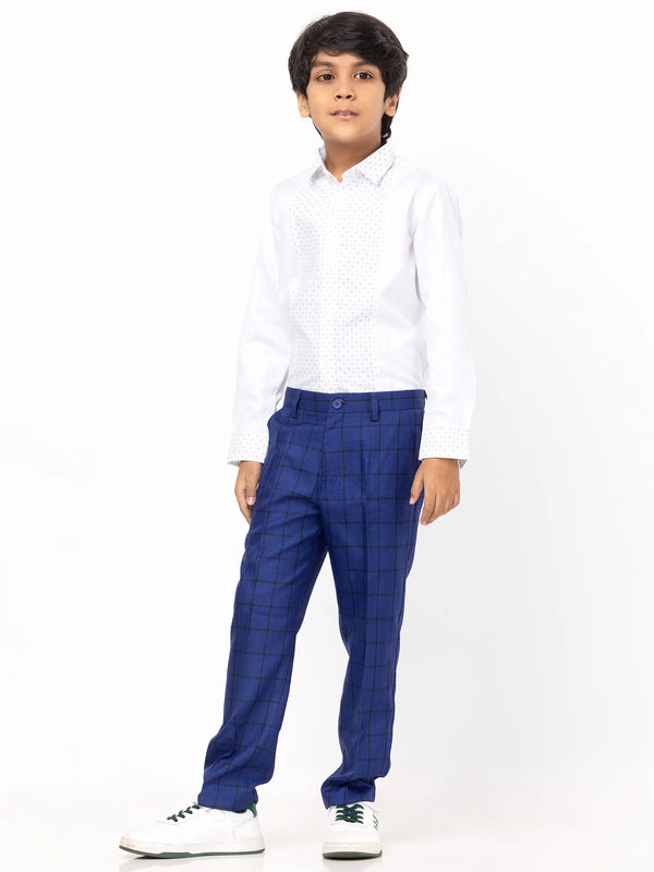 White Printed Cotton Partywear Shirt Pant Set