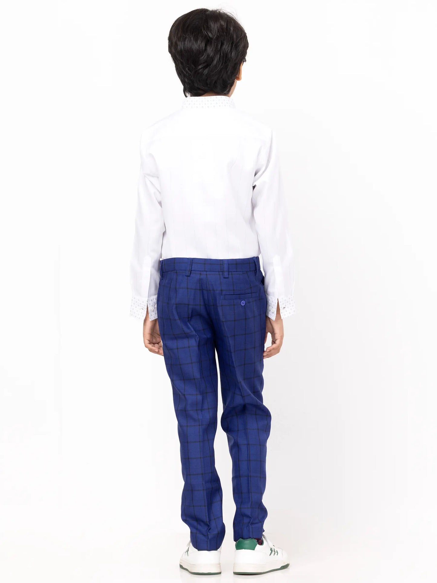 White Printed Cotton Partywear Shirt Pant Set