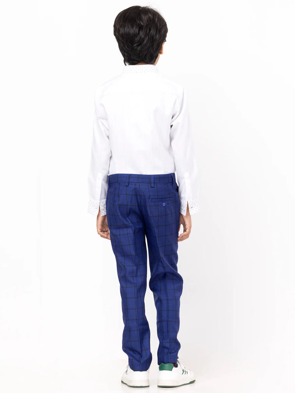 White Printed Cotton Partywear Shirt Pant Set