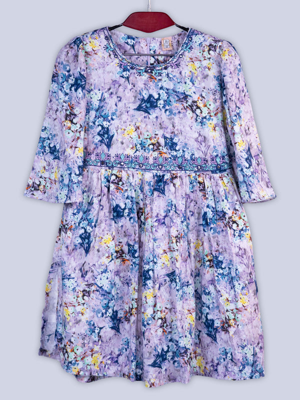 ARAMUN Girls Lavender Floral Cotton Party Co-Ord Set