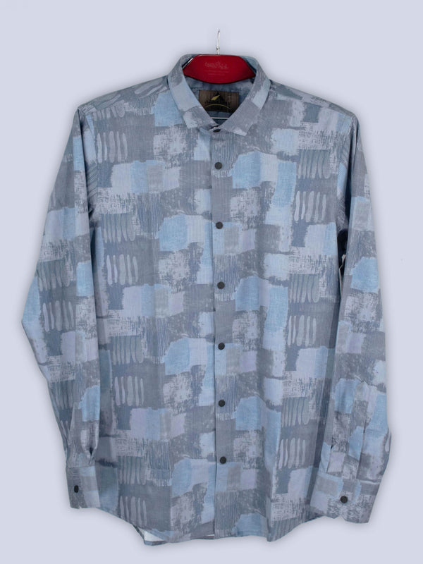ARAMUN Abstract Textured Stretch Shirt – Steel Blue Grey