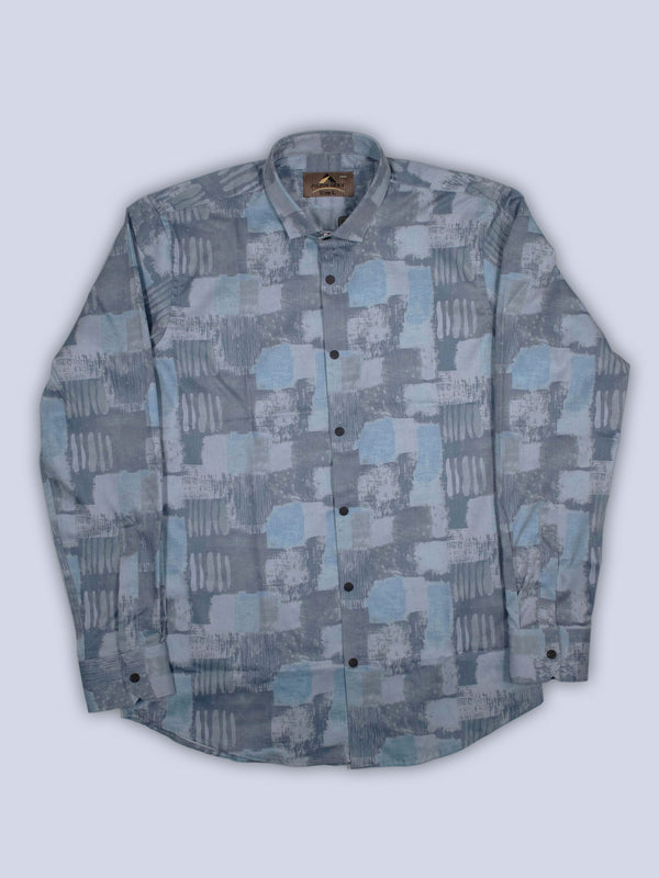 ARAMUN Abstract Textured Stretch Shirt – Steel Blue Grey