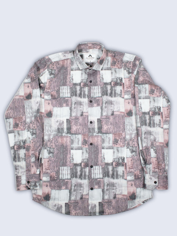 ARAMUN Abstract Textured Stretch Shirt – Dusty Rose Grey