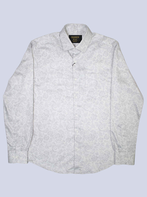 ARAMUN Subtle Textured Cotton Shirt – Off White Elegance