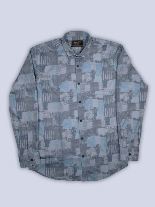 ARAMUN Abstract Textured Stretch Shirt – Steel Blue Grey