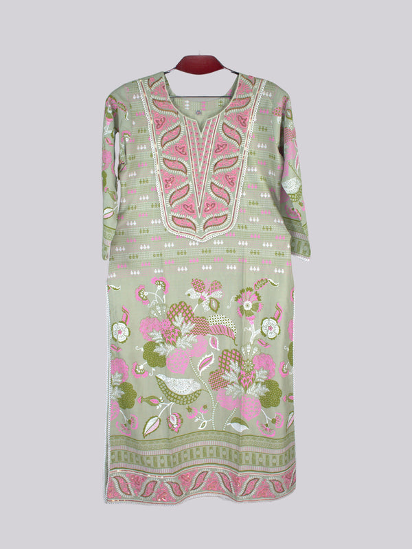 ARAMUN Women’s Pastel Green Printed 3 Piece Salwar Kameez Set