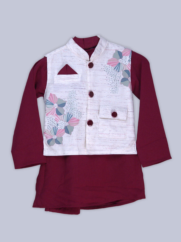 ARAMUN Boys Premium Punjabi Pajama Set with Printed Koti