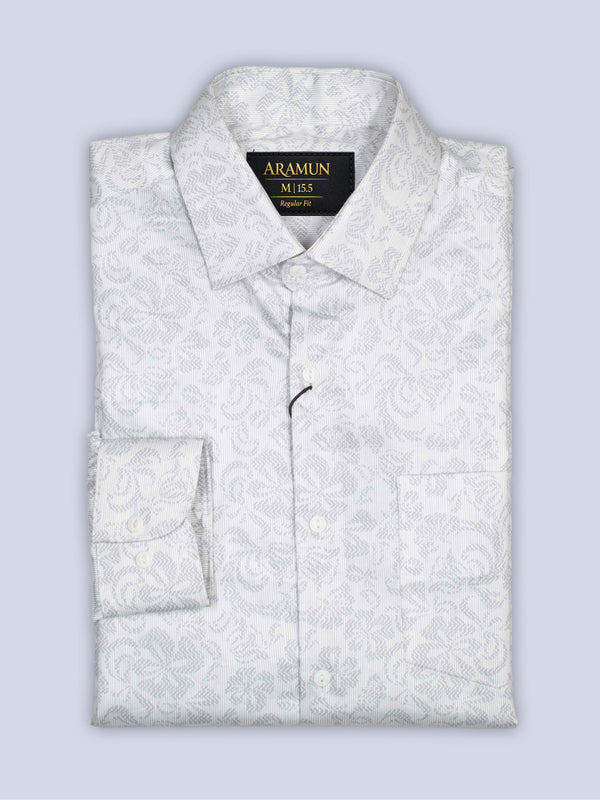 ARAMUN Subtle Textured Cotton Shirt – Off White Elegance