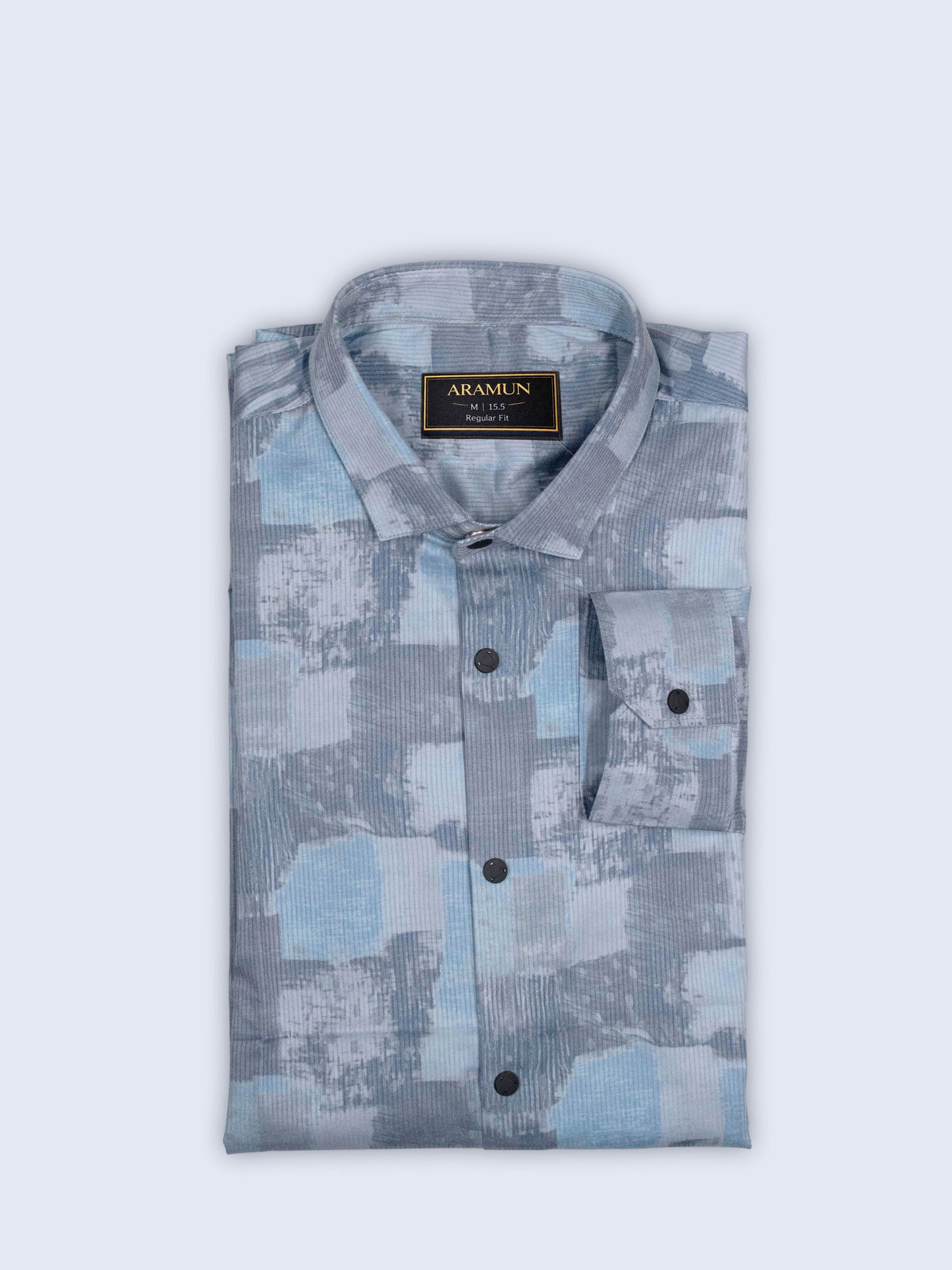ARAMUN Abstract Textured Stretch Shirt – Steel Blue Grey