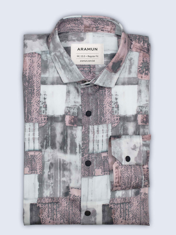 ARAMUN Abstract Textured Stretch Shirt – Dusty Rose Grey