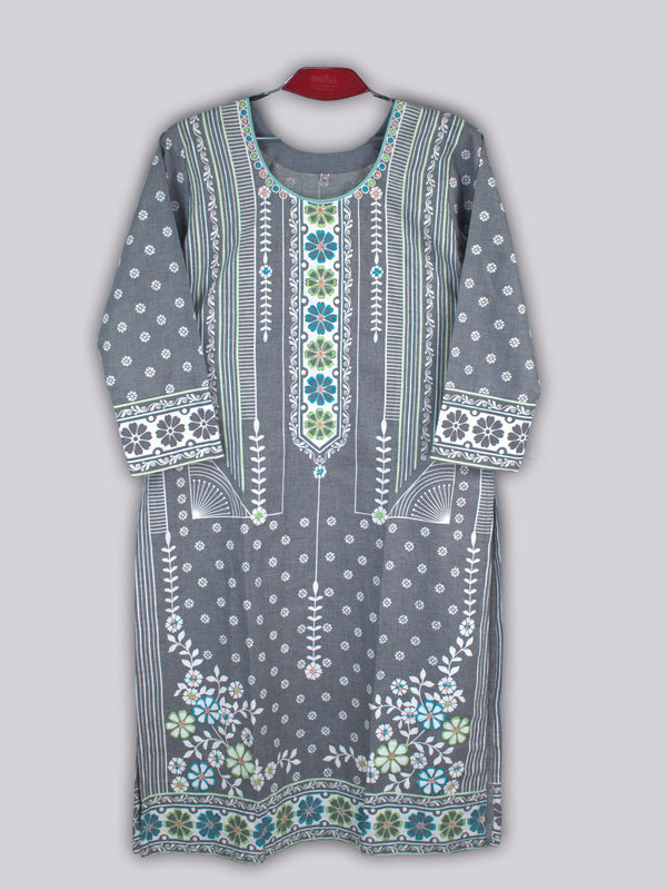 ARAMUN Women’s Grey Floral Printed 3 Piece Salwar Kameez Set