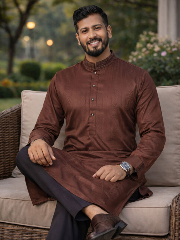 Coffee Brown Premium 100% Cotton Panjabi
