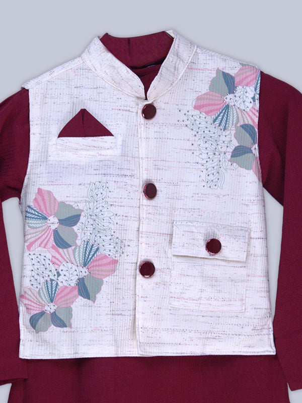 ARAMUN Boys Premium Punjabi Pajama Set with Printed Koti