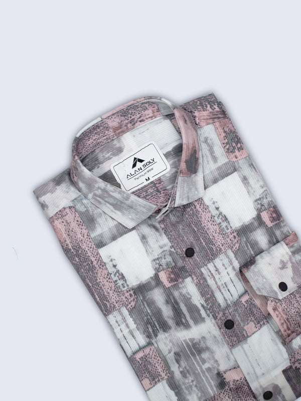 ARAMUN Abstract Textured Stretch Shirt – Dusty Rose Grey