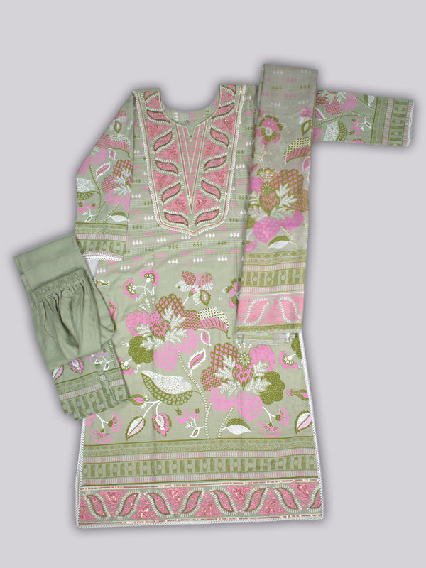 ARAMUN Women’s Pastel Green Printed 3 Piece Salwar Kameez Set