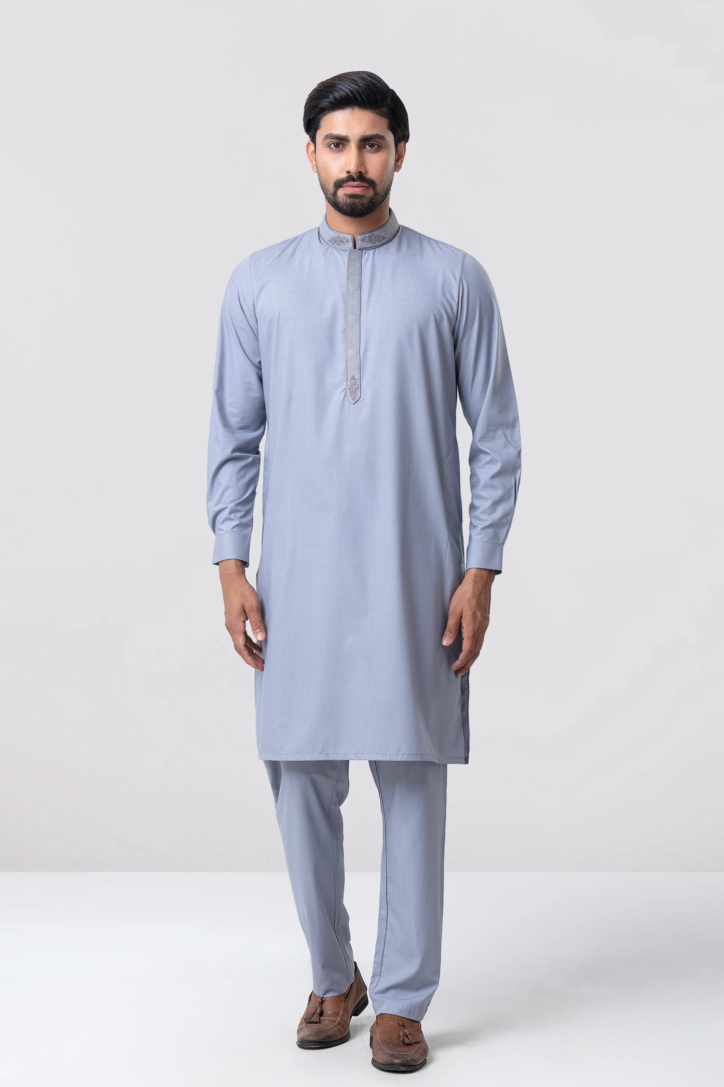 Regular Fit Embroidered Viscose Ethnic Kurta Set