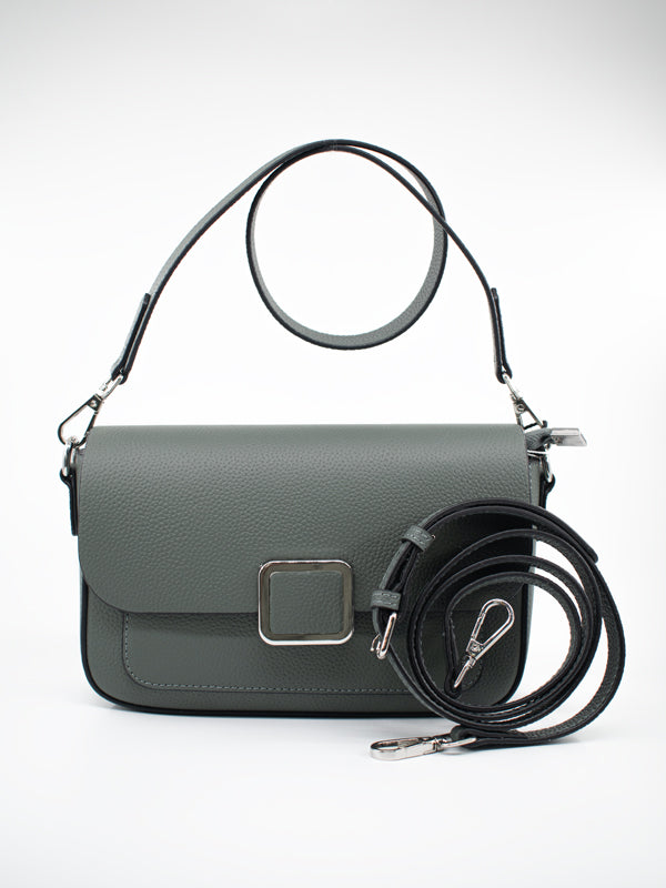 ARAMUN Modern Grey Flap Crossbody Bag with Metal Lock
