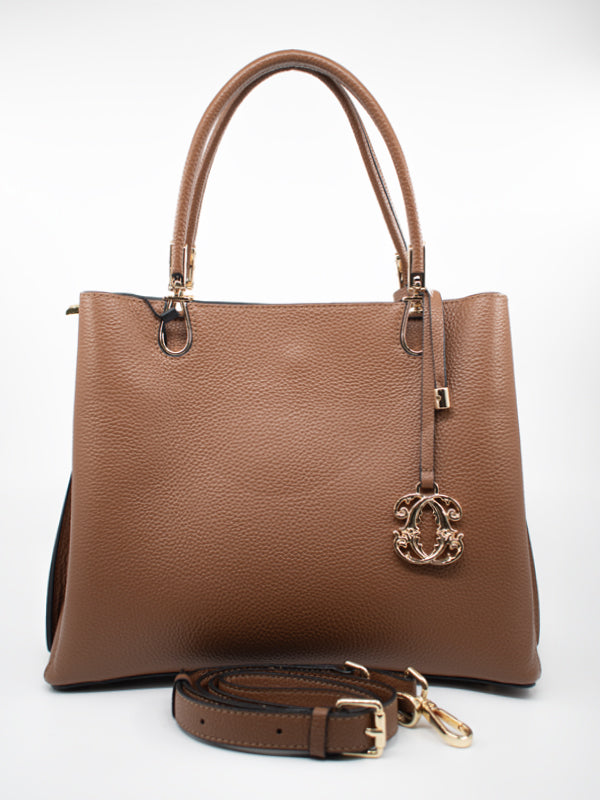ARAMUN Classic Brown Textured Handbag with Elegant Charm