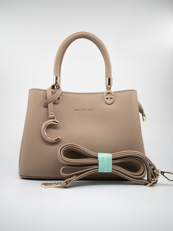 ARAMUN Elegant Beige Artificial Leather Handbag with Shoulder Strap