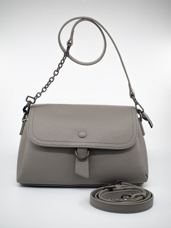 ARAMUN Elegant Light Grey Flap Shoulder Bag with Chain Strap