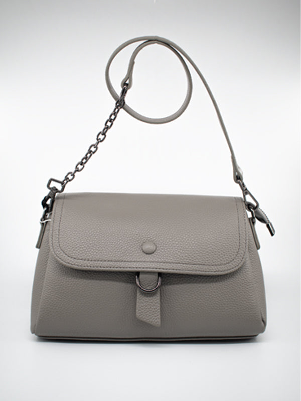 ARAMUN Elegant Light Grey Flap Shoulder Bag with Chain Strap