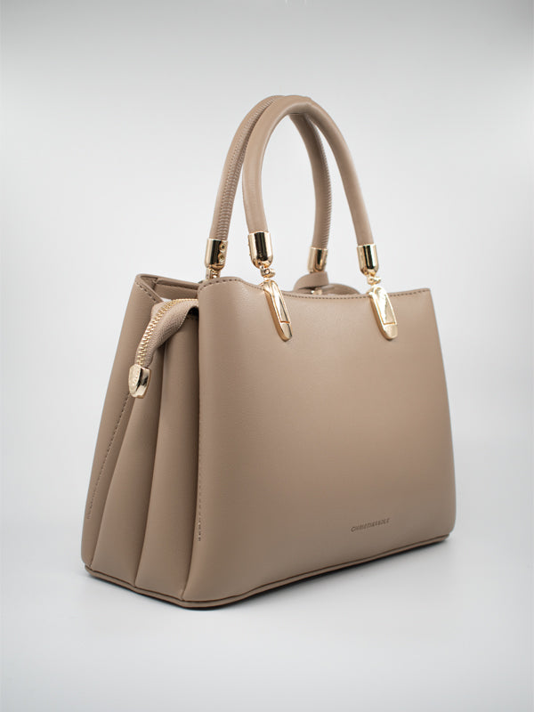 ARAMUN Elegant Beige Artificial Leather Handbag with Shoulder Strap