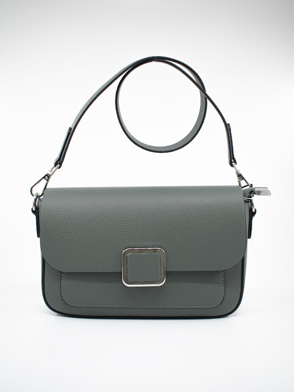 ARAMUN Modern Grey Flap Crossbody Bag with Metal Lock