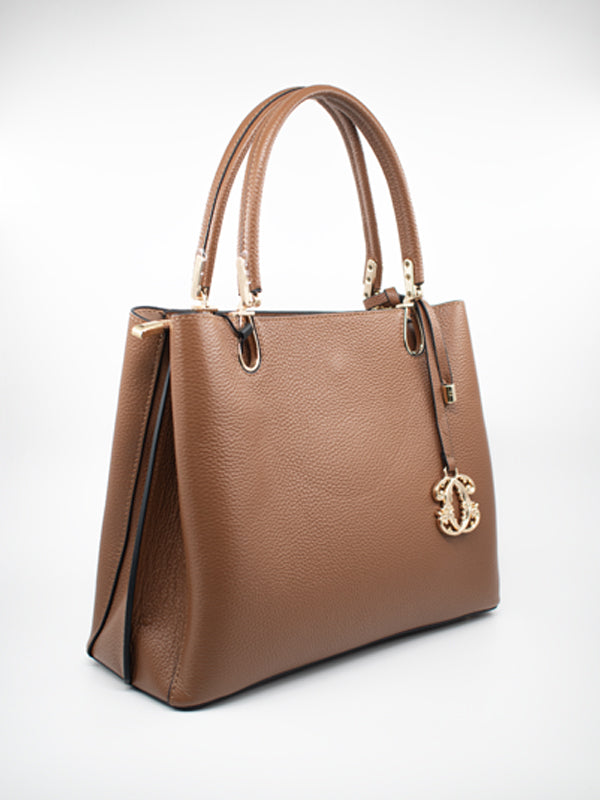 ARAMUN Classic Brown Textured Handbag with Elegant Charm