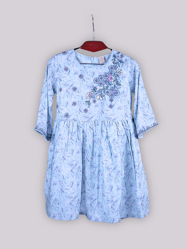 ARAMUN Girls Sky Blue Embroidered Co-Ord Set